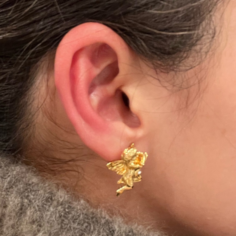 Baby Angel Gold Stud Earrings